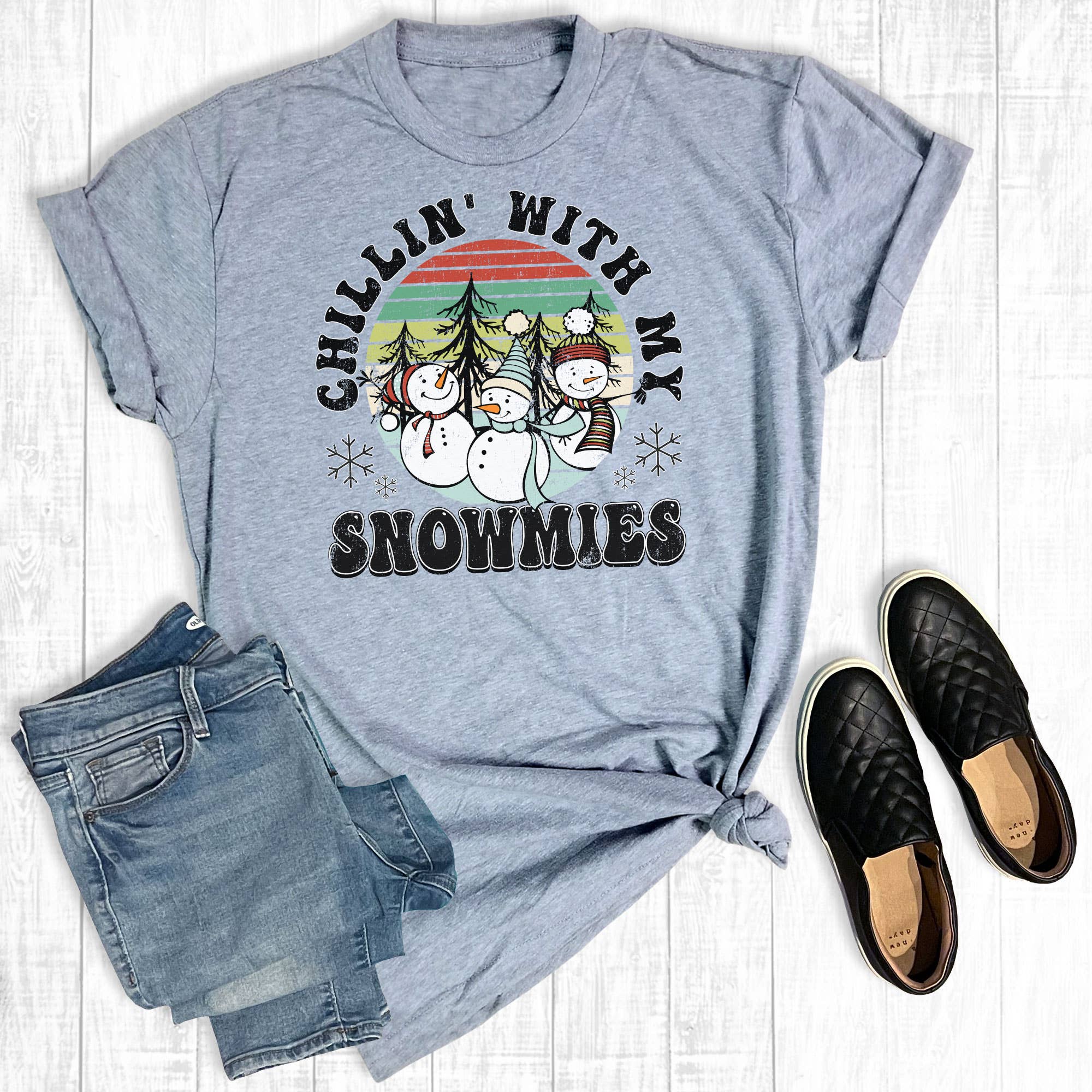 Chillin' with My Snowmies - Adult & Kids T-Shirts, Sweatshirts & Hoodies apparel design preview 1