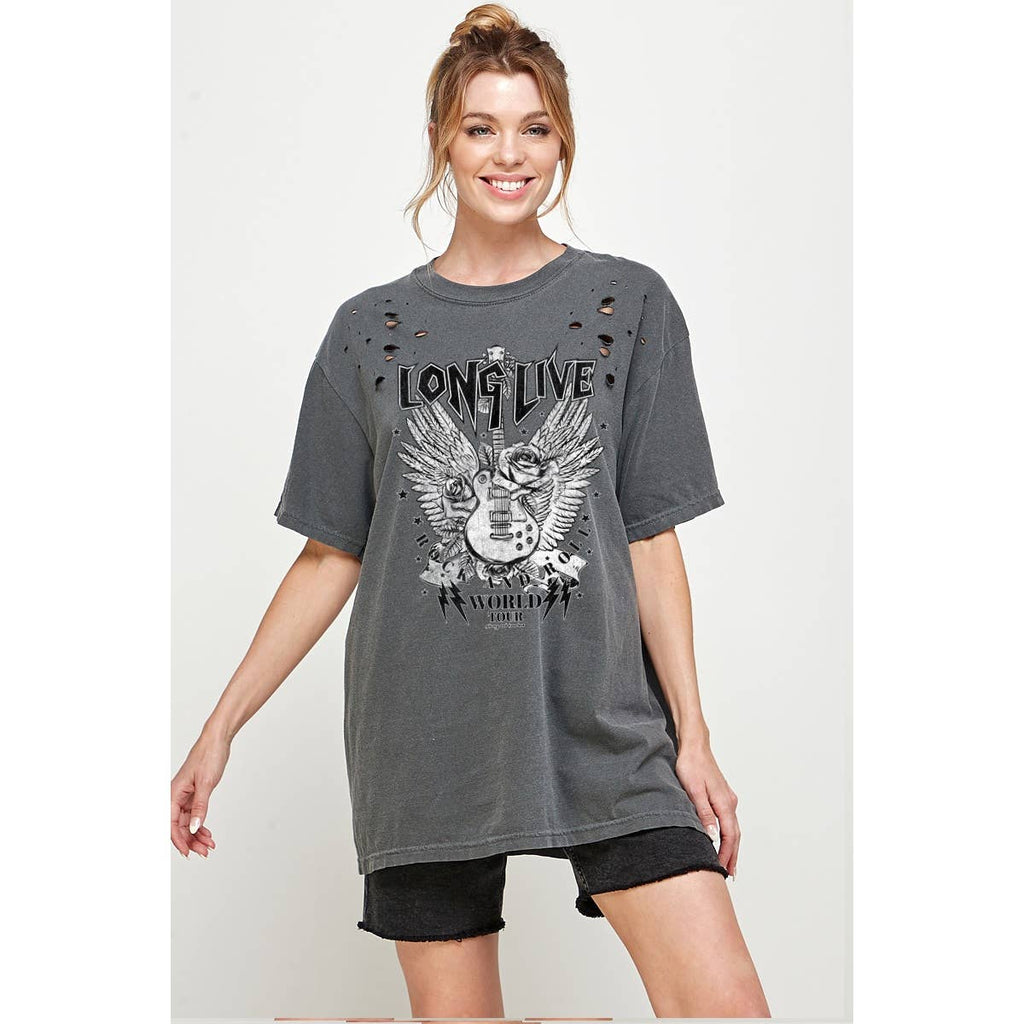 Long Live Rock and Roll Vintage Laser Cut Oversized - Adult & Kids T-Shirts, Sweatshirts & Hoodies apparel design preview 1