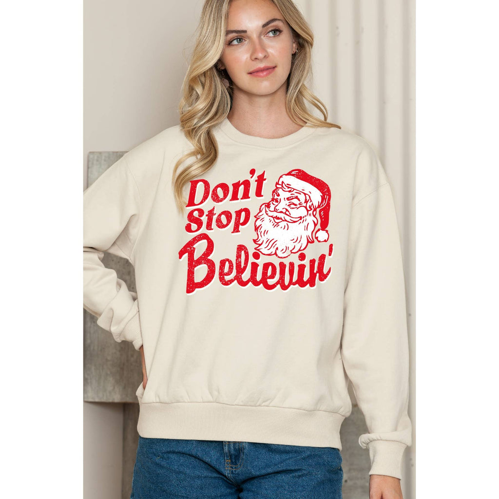 Dont Stop Believin Santa Crewneck - Adult & Kids T-Shirts, Sweatshirts & Hoodies apparel design preview 1