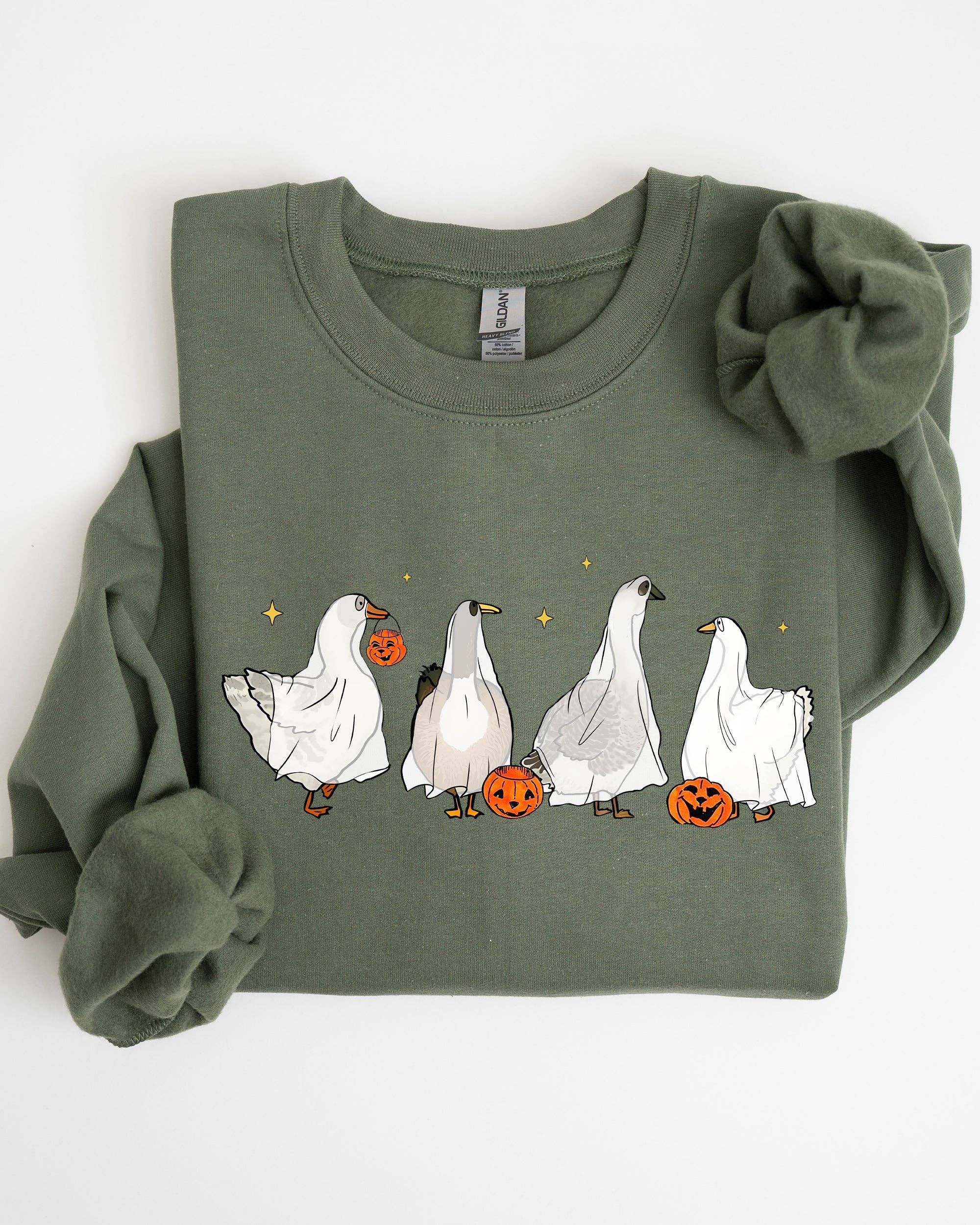 Ghost Geese, Farm, Skeleton, Funny, Halloween - Adult & Kids T-Shirts, Sweatshirts & Hoodies apparel design preview 1