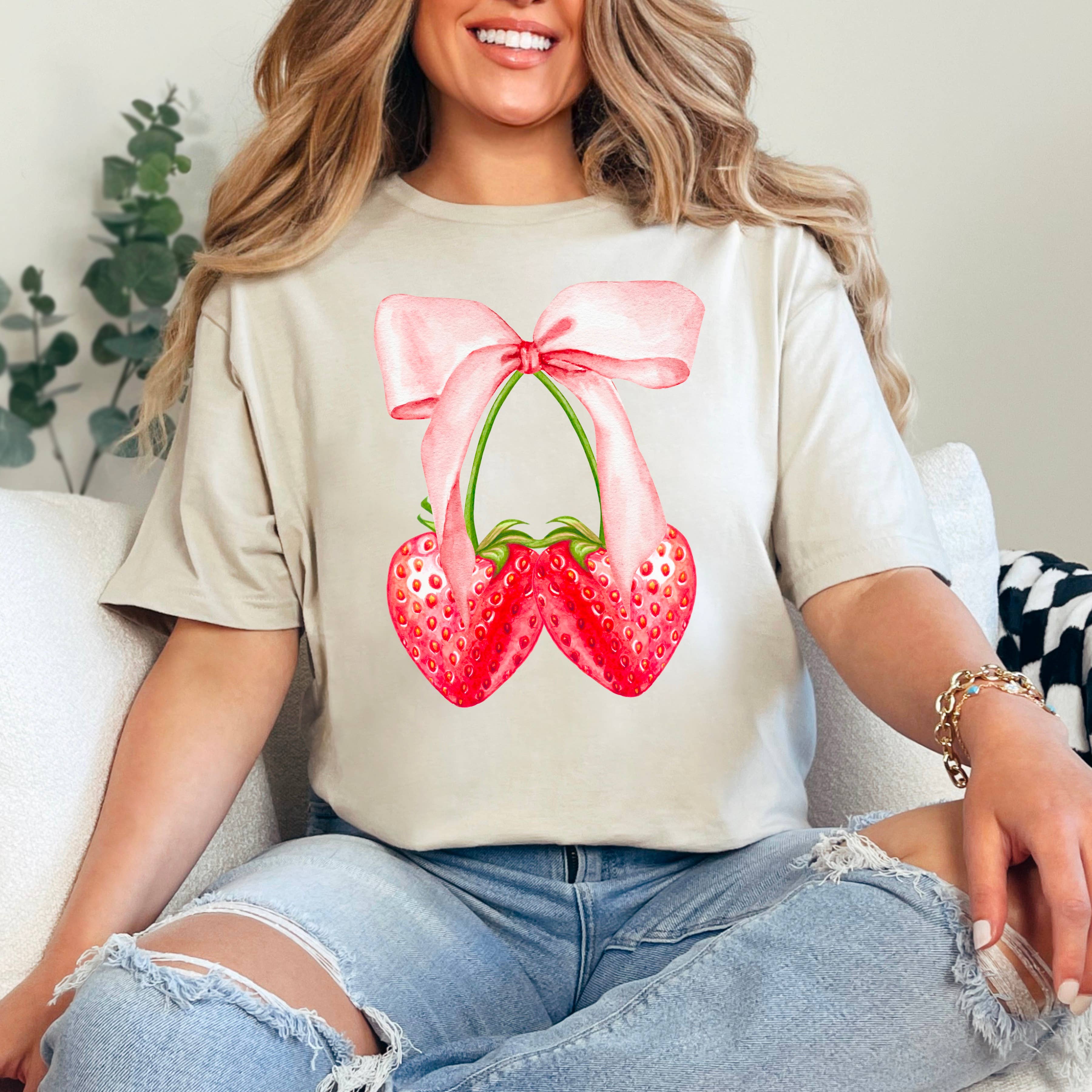 Coquette Strawberries Graphic Gildan - Adult & Kids T-Shirts, Sweatshirts & Hoodies apparel design preview 1