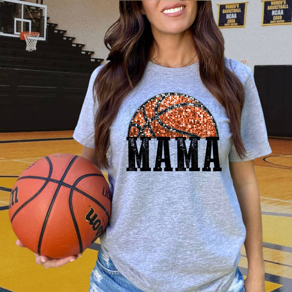 Basketball Mama Faux Sequin - Adult & Kids T-Shirts, Sweatshirts & Hoodies apparel design preview 1