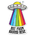 Not from Around Here Funny Sticker Decal, Space Ship - Adult & Kids T-Shirts, Sweatshirts & Hoodies apparel design preview 1