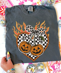 Heart Pumpkin Flames Comfort Color Pepper - Adult & Kids T-Shirts, Sweatshirts & Hoodies apparel design preview 1