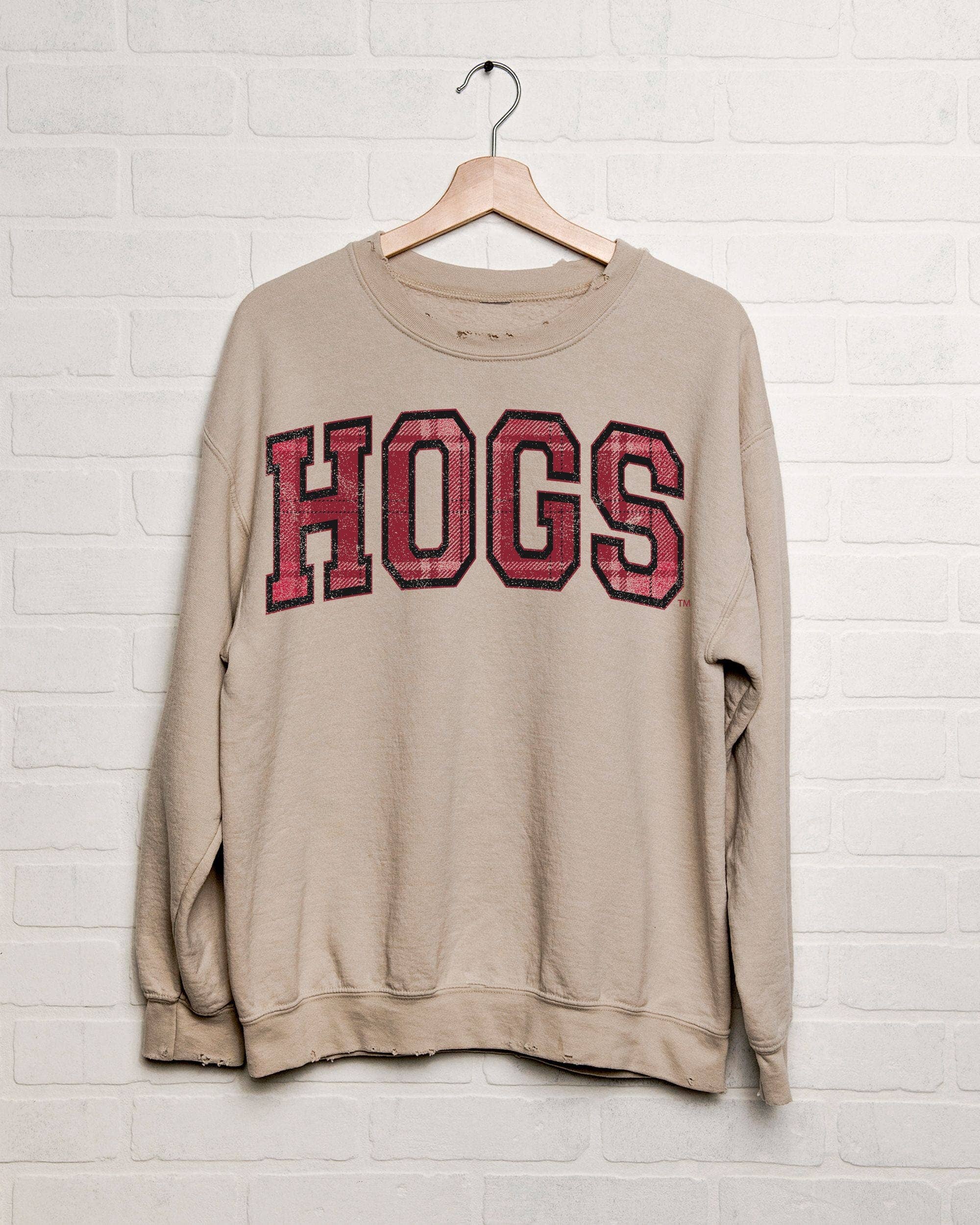 Arkansas Razorbacks Hogs Tartan Sand Thrifted - Adult & Kids T-Shirts, Sweatshirts & Hoodies apparel design preview 1