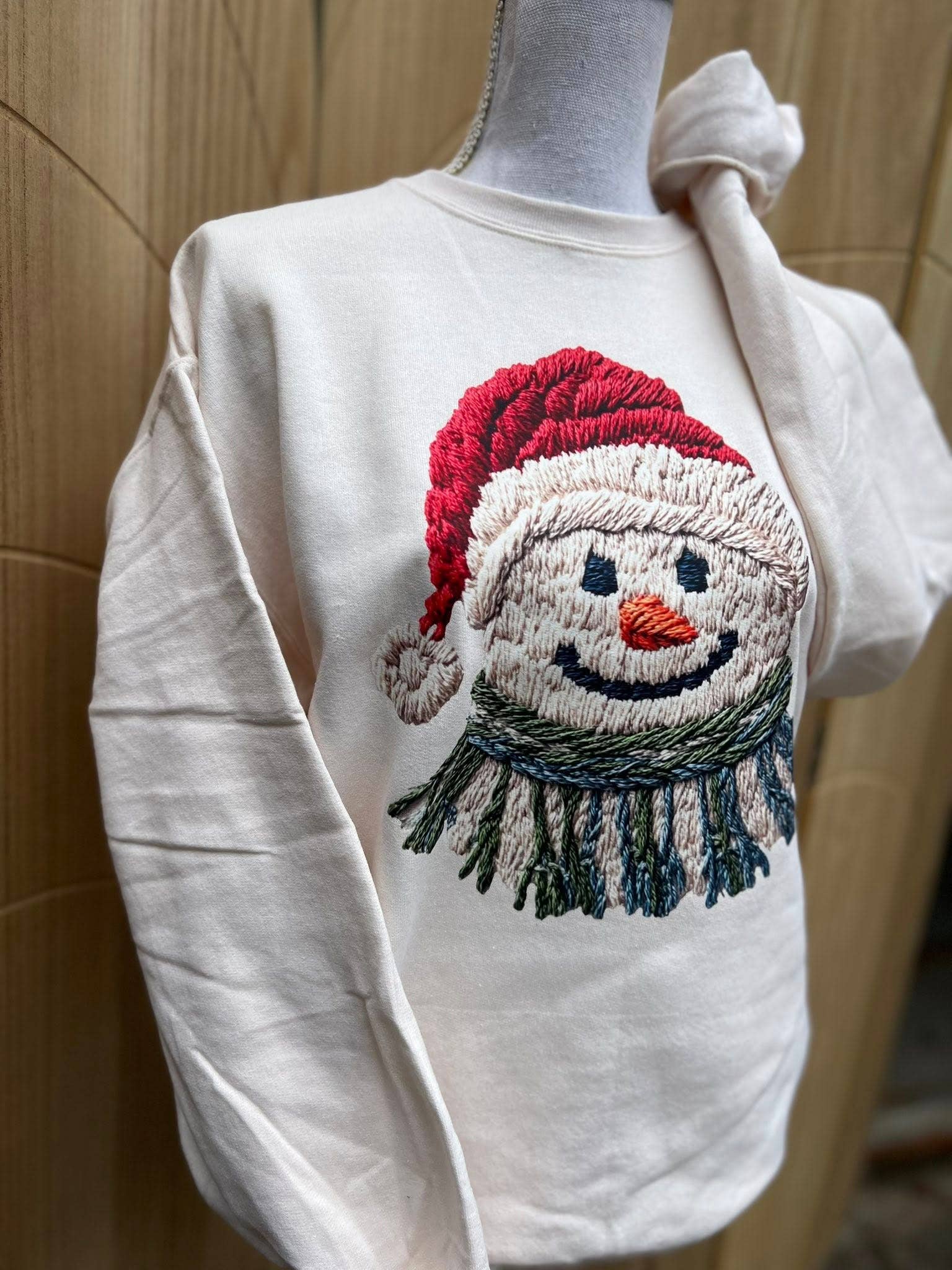 Faux Yarn Snowman Scene On Cream - Adult & Kids T-Shirts, Sweatshirts & Hoodies apparel design preview 1