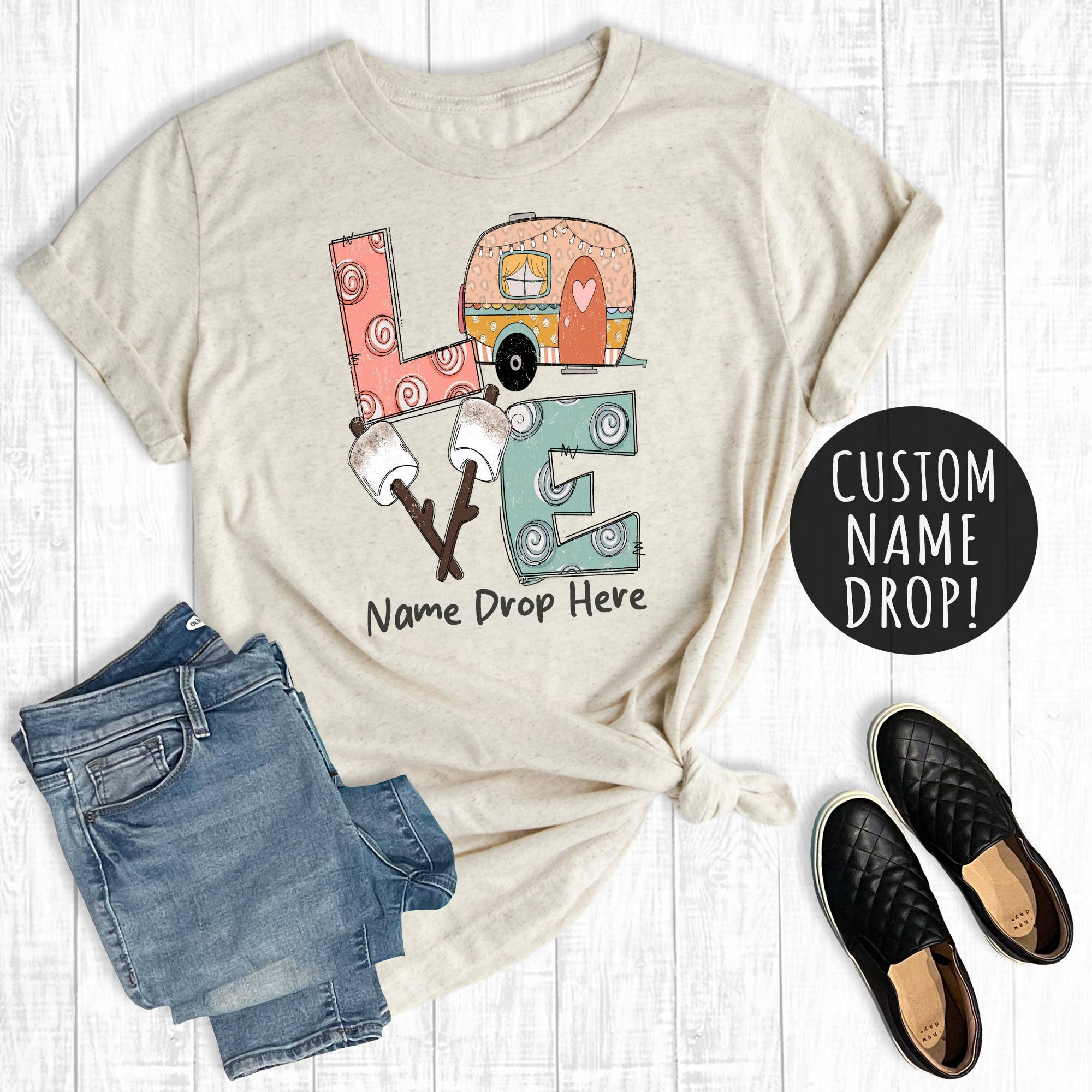 Custom Name Drop Summer Vacation Love Camping Graphic - Adult & Kids T-Shirts, Sweatshirts & Hoodies apparel design preview 1