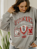 Nebraska Huskers Prep Patch Gray Thrifted - Adult & Kids T-Shirts, Sweatshirts & Hoodies apparel design preview 1
