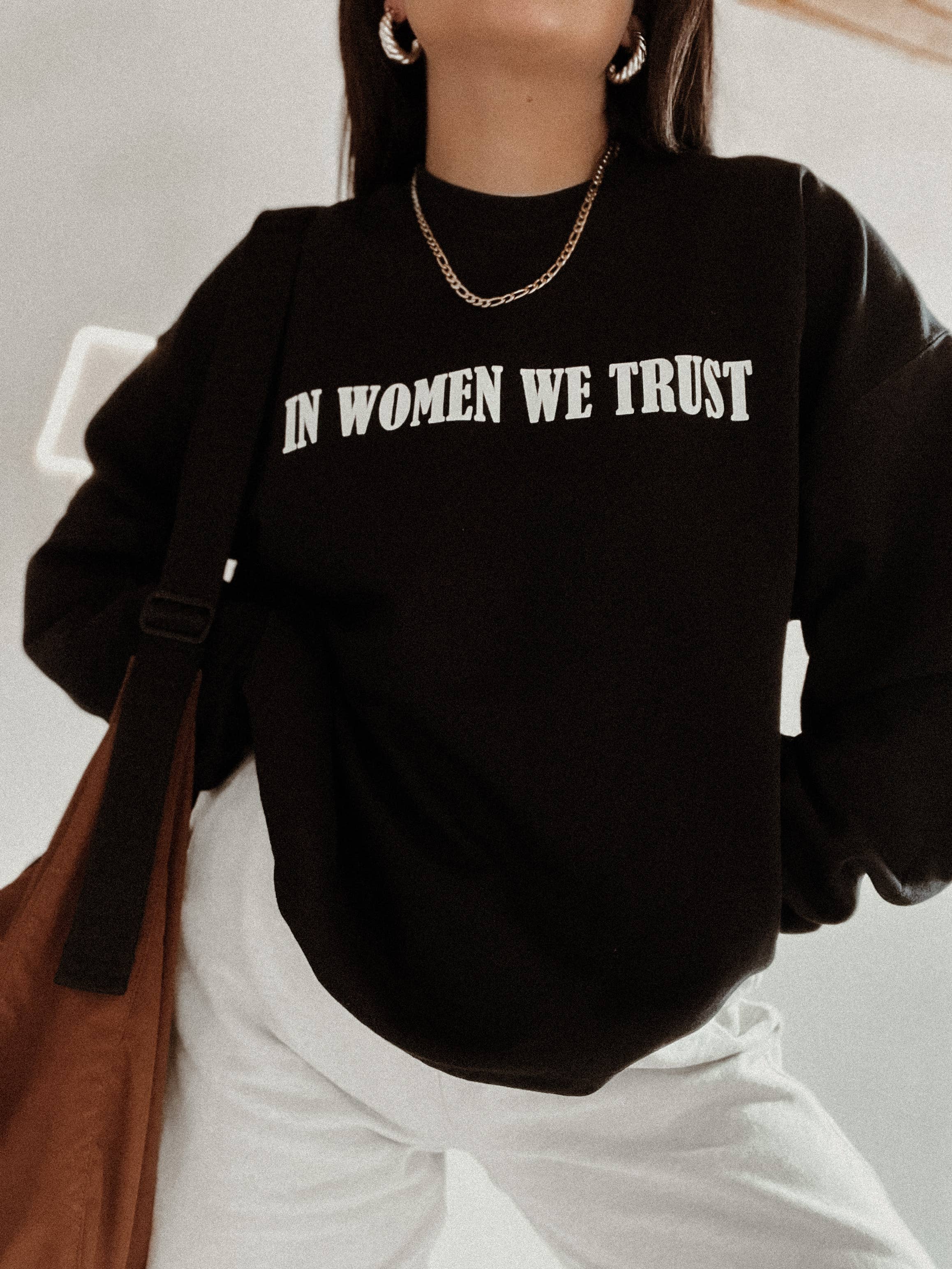 In Women We Trust Feminist Graphic Black (Copy) - Adult & Kids T-Shirts, Sweatshirts & Hoodies apparel design preview 1
