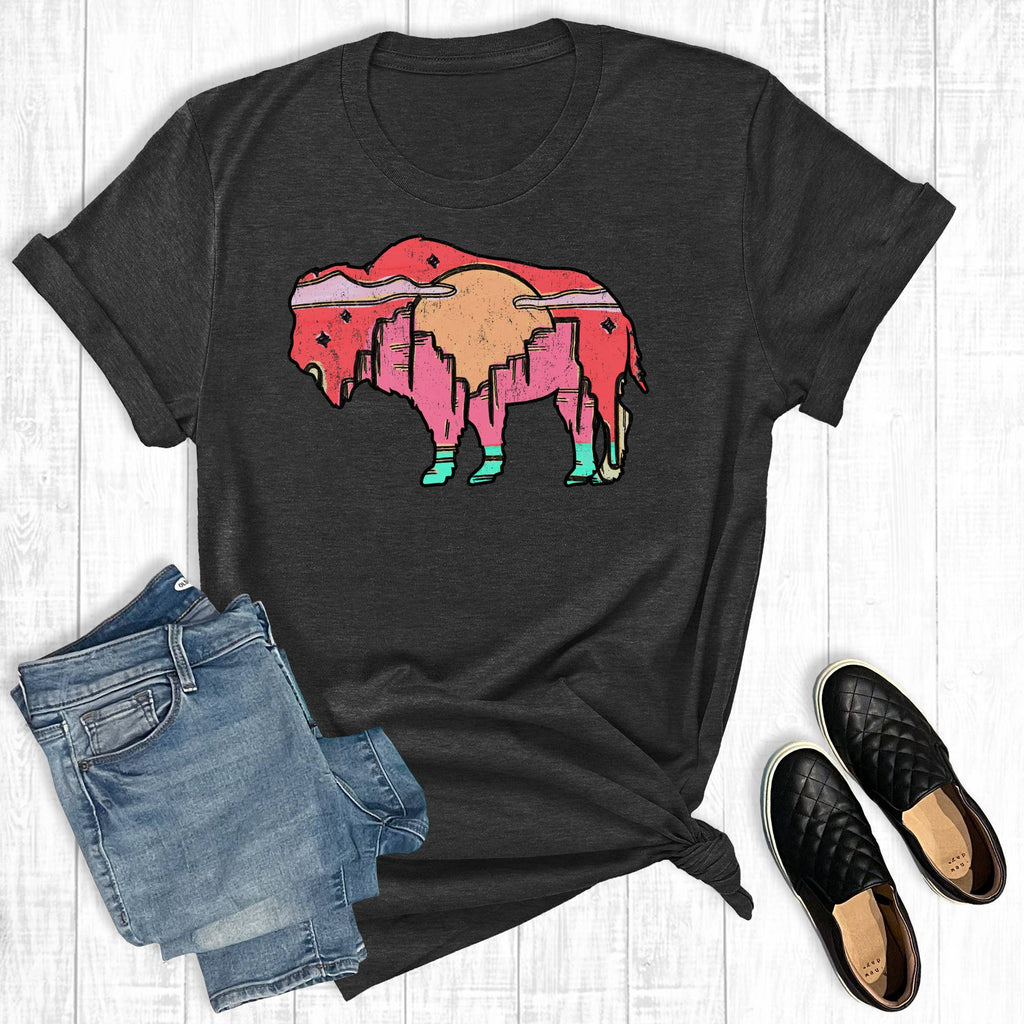 Western Desert Buffalo Graphic - Adult & Kids T-Shirts, Sweatshirts & Hoodies apparel design preview 1