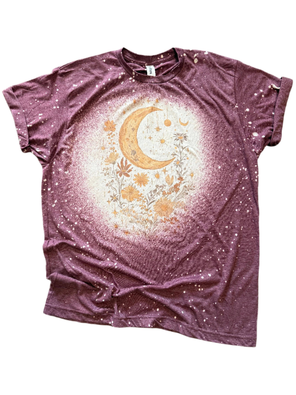 Boho Crescent Moon Florals Bleached - Adult & Kids T-Shirts, Sweatshirts & Hoodies apparel design preview 1
