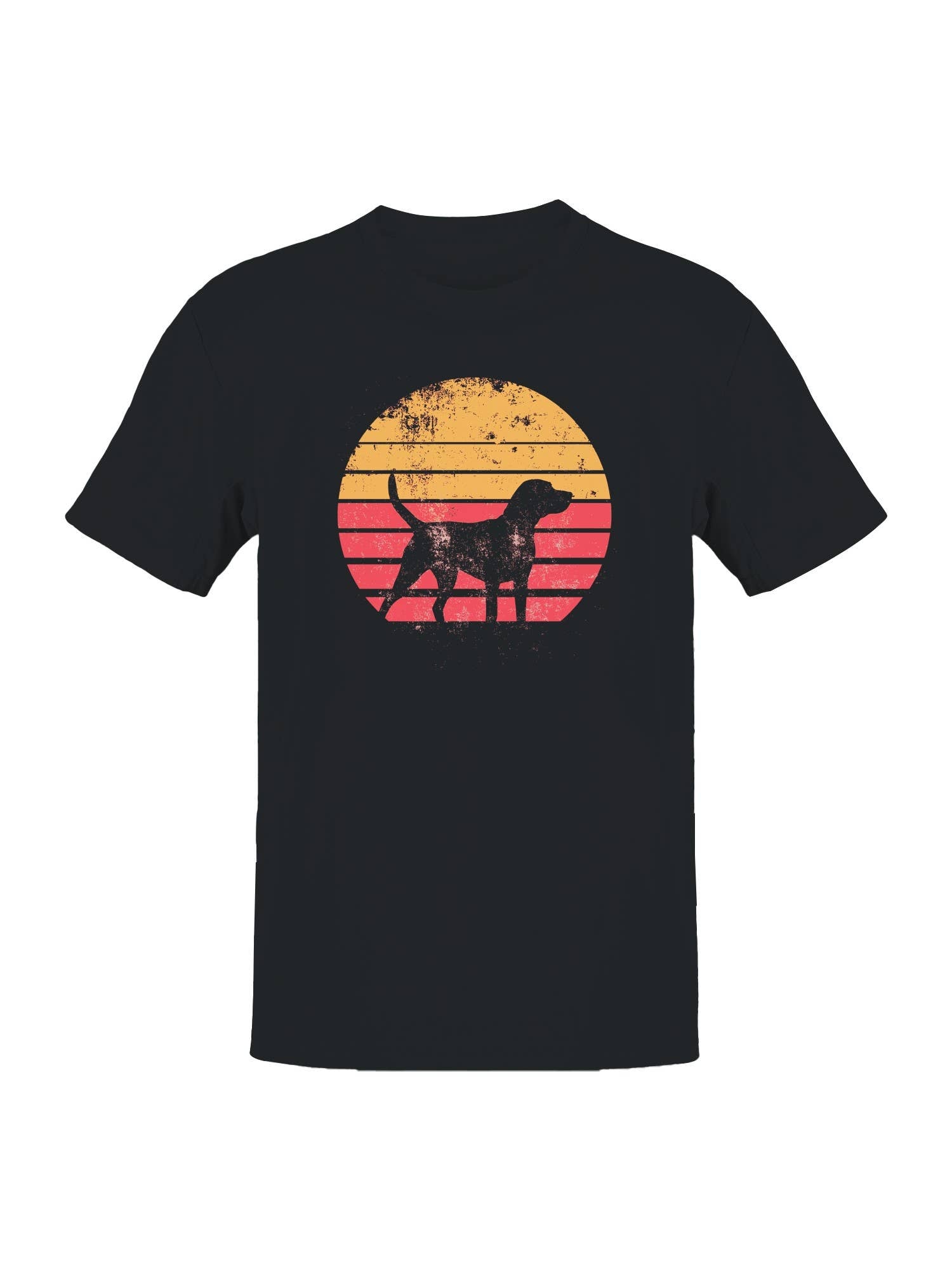 Retro Sunset Dog Silhouette Men's - Adult & Kids T-Shirts, Sweatshirts & Hoodies apparel design preview 1