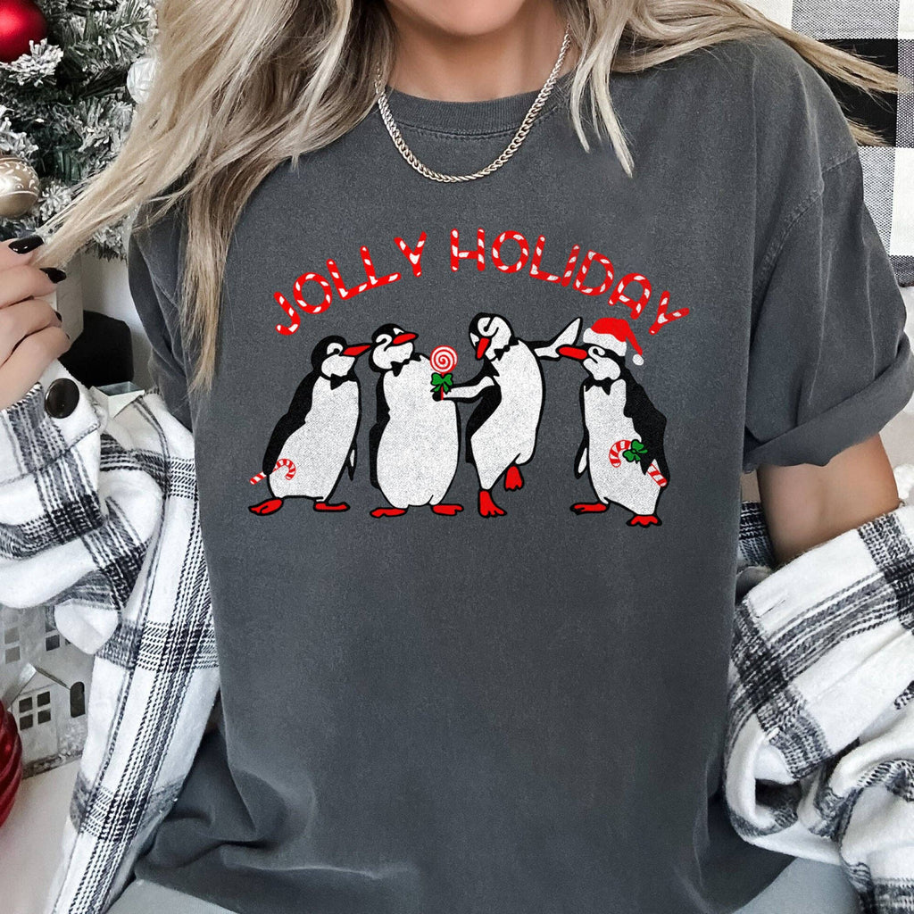 Jolly Holiday, Penguins, Christmas, Comfort Colors, - Adult & Kids T-Shirts, Sweatshirts & Hoodies apparel design preview 1