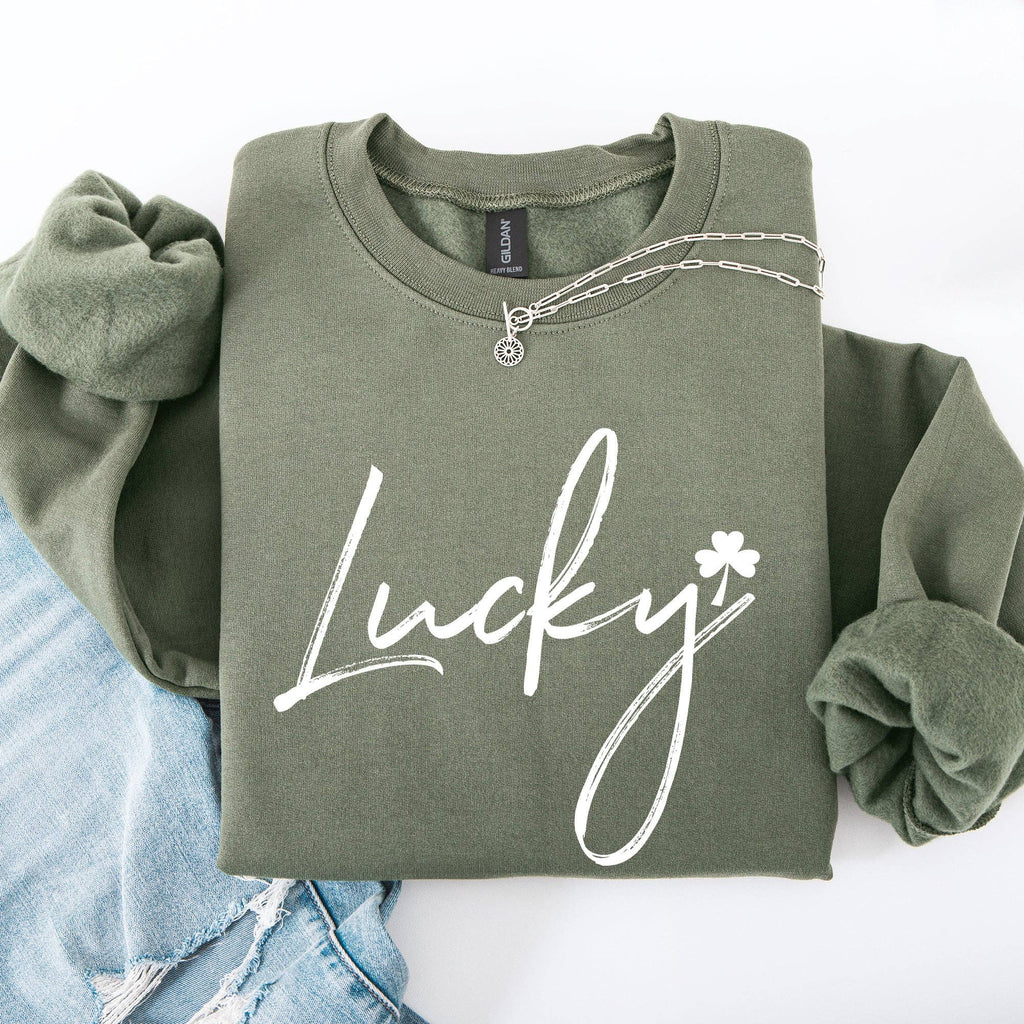 Lucky, Minimalist, St Patrick's Day, Shamrock, - Adult & Kids T-Shirts, Sweatshirts & Hoodies apparel design preview 1