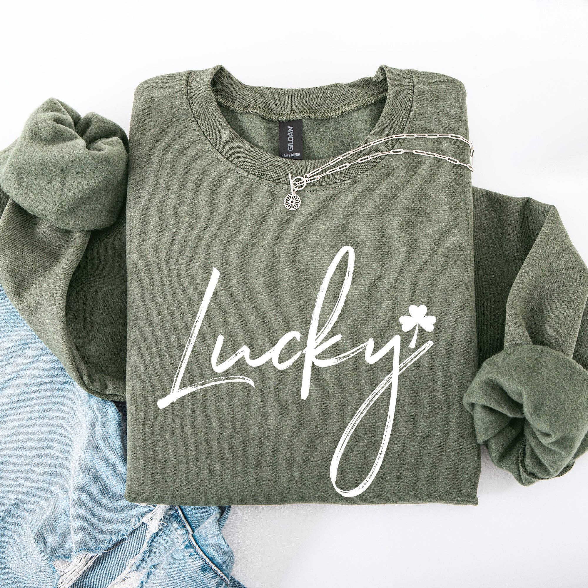 Lucky, Minimalist, St Patrick's Day, Shamrock, - Adult & Kids T-Shirts, Sweatshirts & Hoodies apparel design preview 1