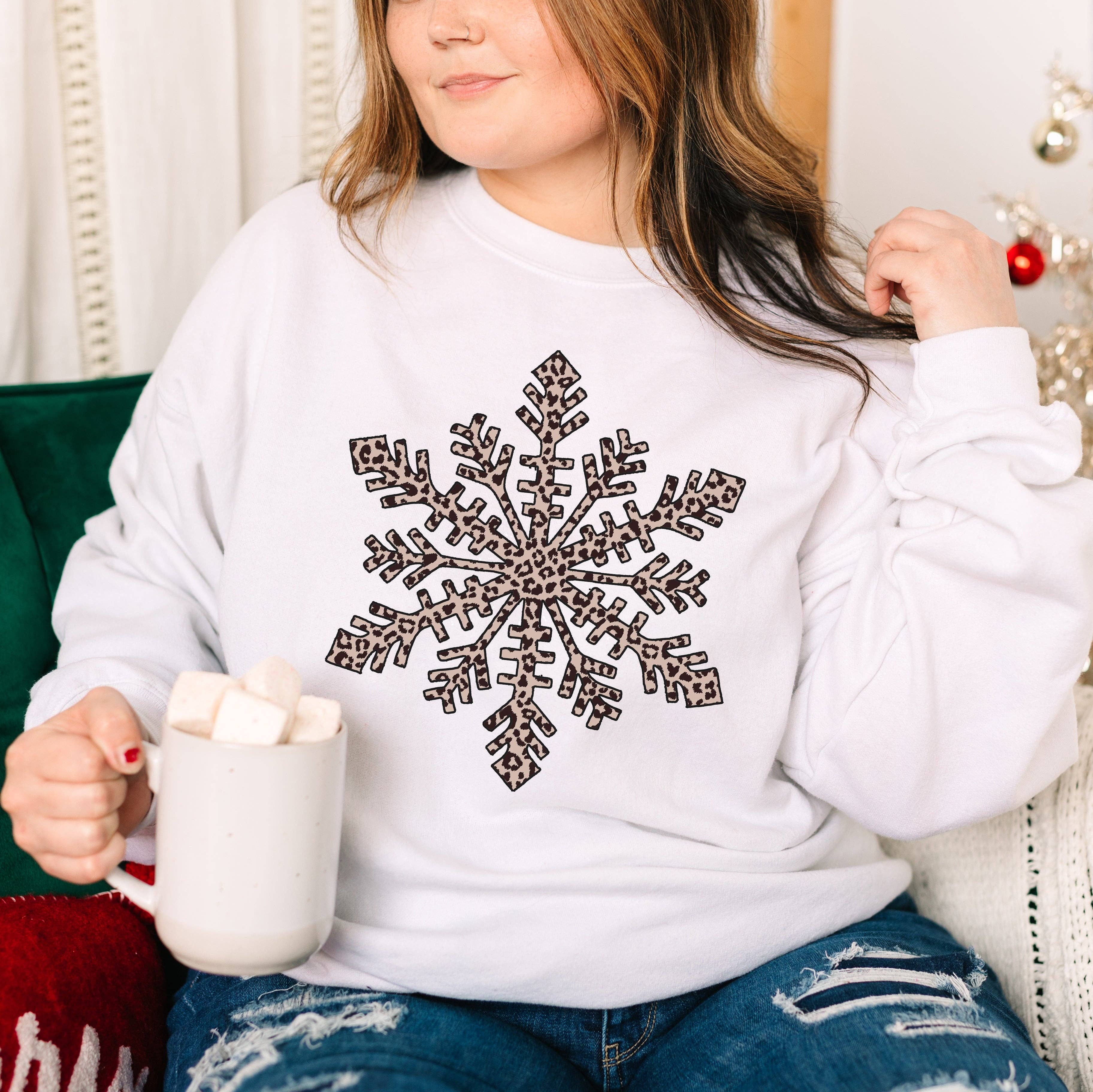 Leopard Snowflake Crewneck - Adult & Kids T-Shirts, Sweatshirts & Hoodies apparel design preview 1