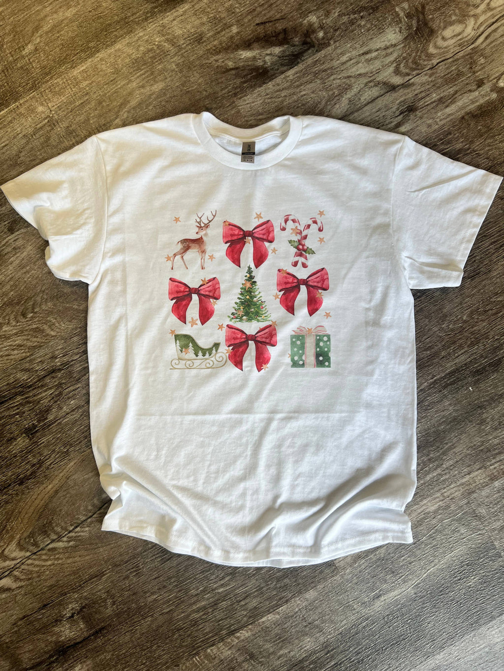 Christmas Red Bows On White - Adult & Kids T-Shirts, Sweatshirts & Hoodies apparel design preview 1
