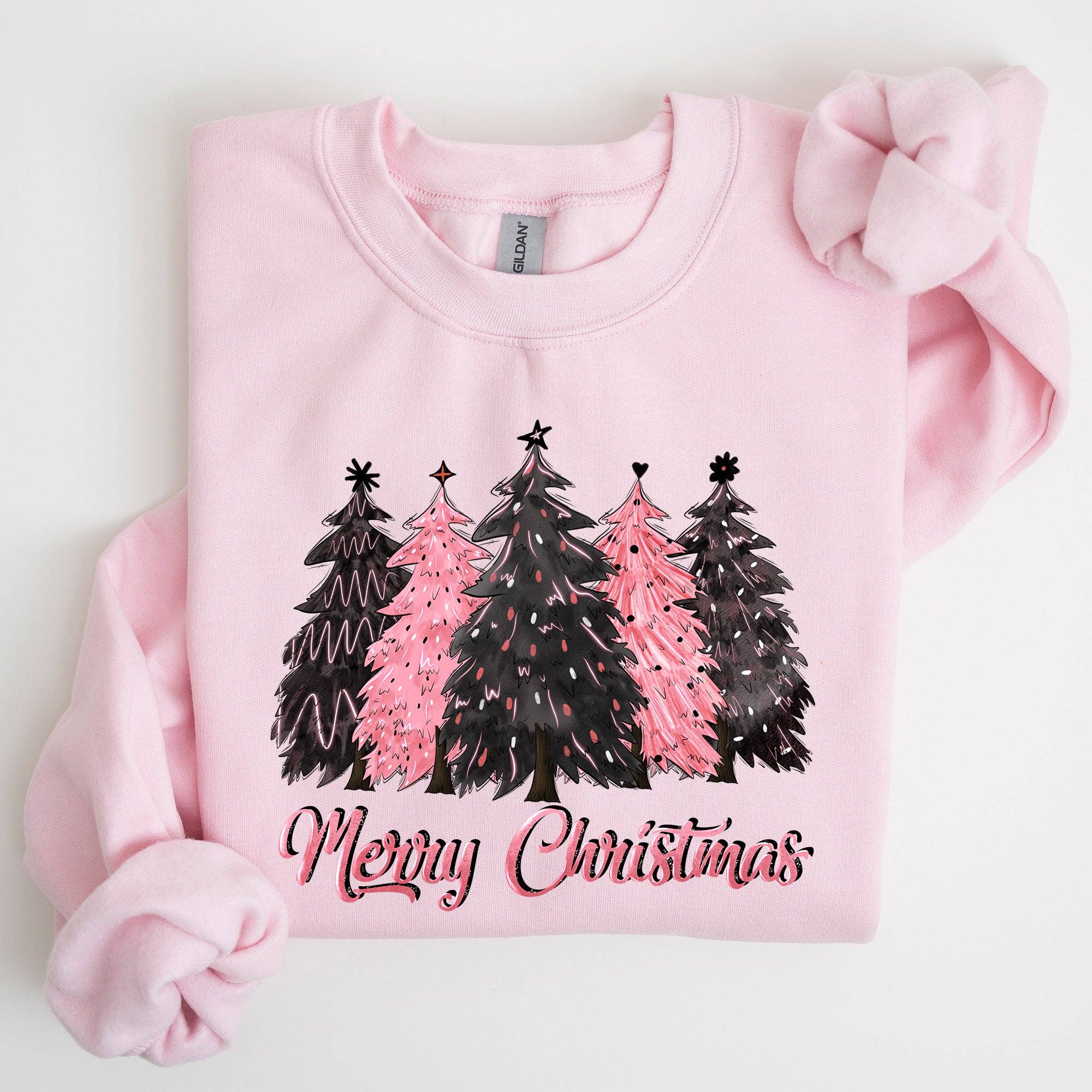 Merry Christmas Trees, Winter, Snow, Santa, Xmas - Adult & Kids T-Shirts, Sweatshirts & Hoodies apparel design preview 1