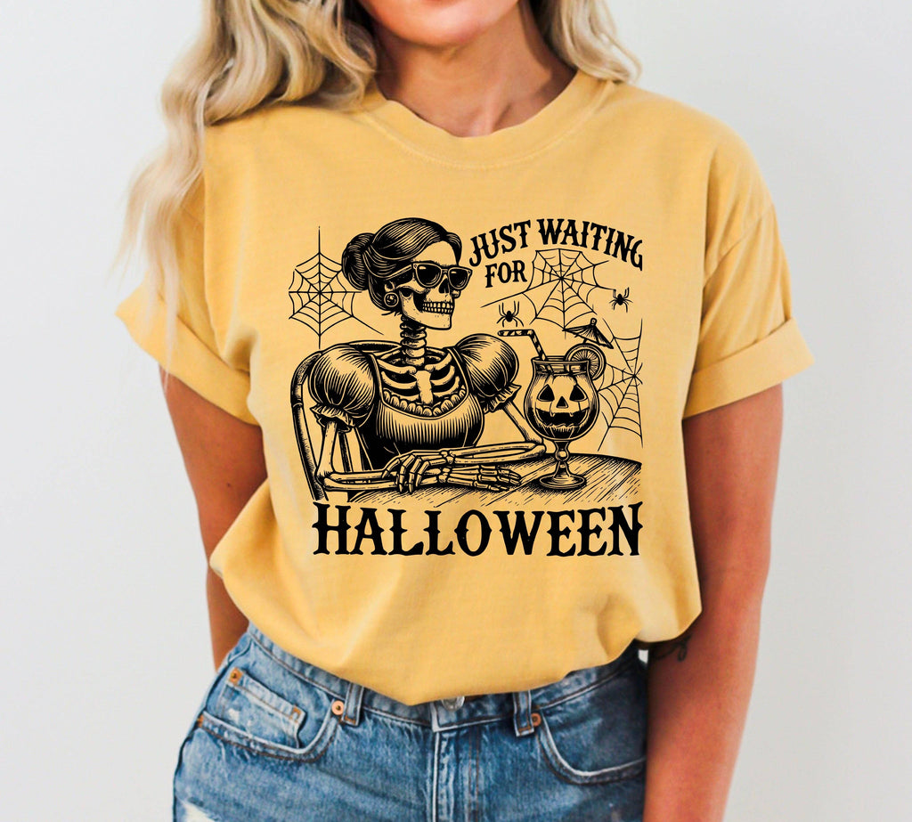 Just Waiting For Halloween Vintage, Western - Adult & Kids T-Shirts, Sweatshirts & Hoodies apparel design preview 1