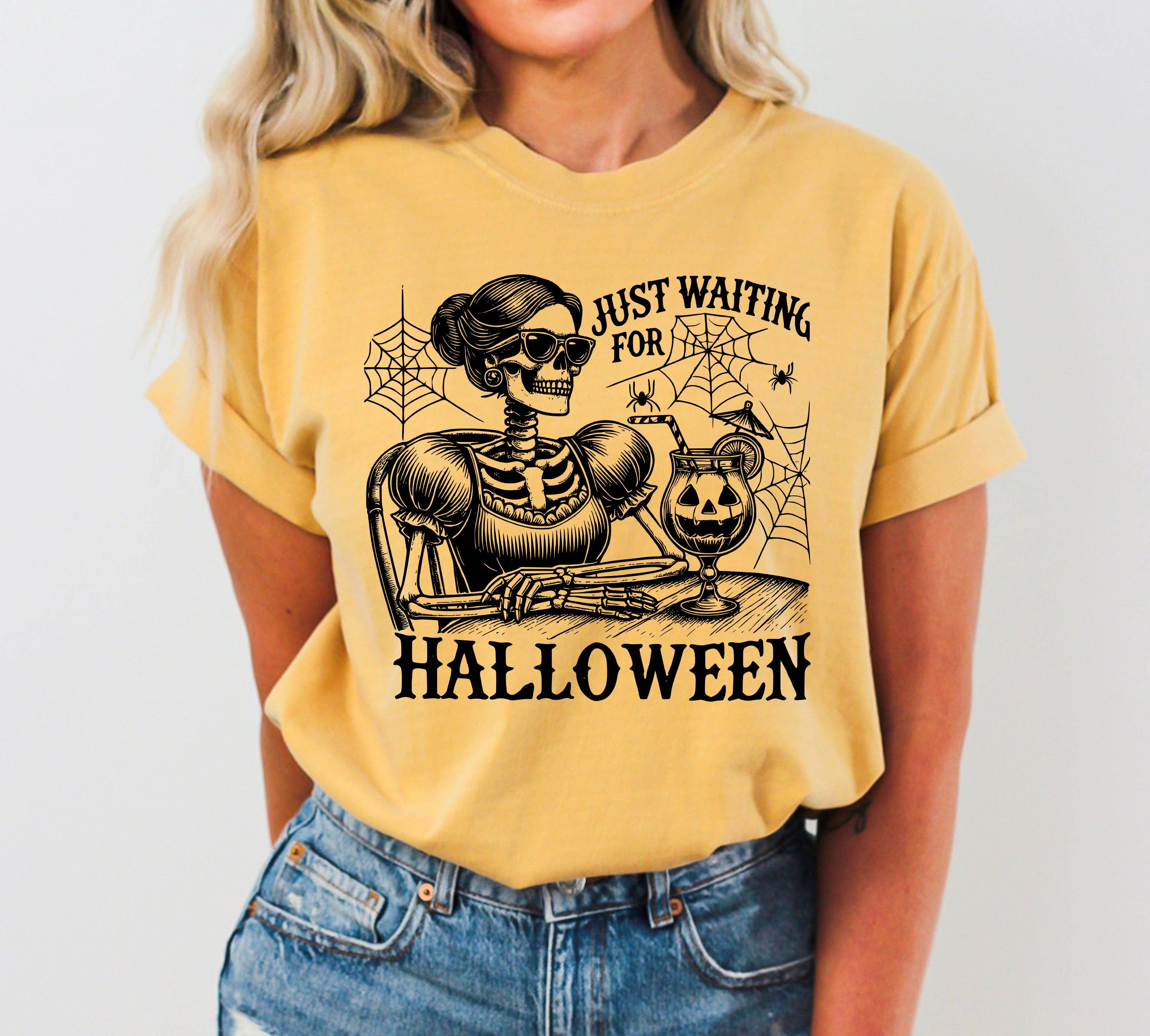 Just Waiting For Halloween Vintage, Western - Adult & Kids T-Shirts, Sweatshirts & Hoodies apparel design preview 1
