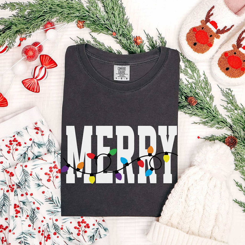 White Merry with Lights - Adult & Kids T-Shirts, Sweatshirts & Hoodies apparel design preview 1