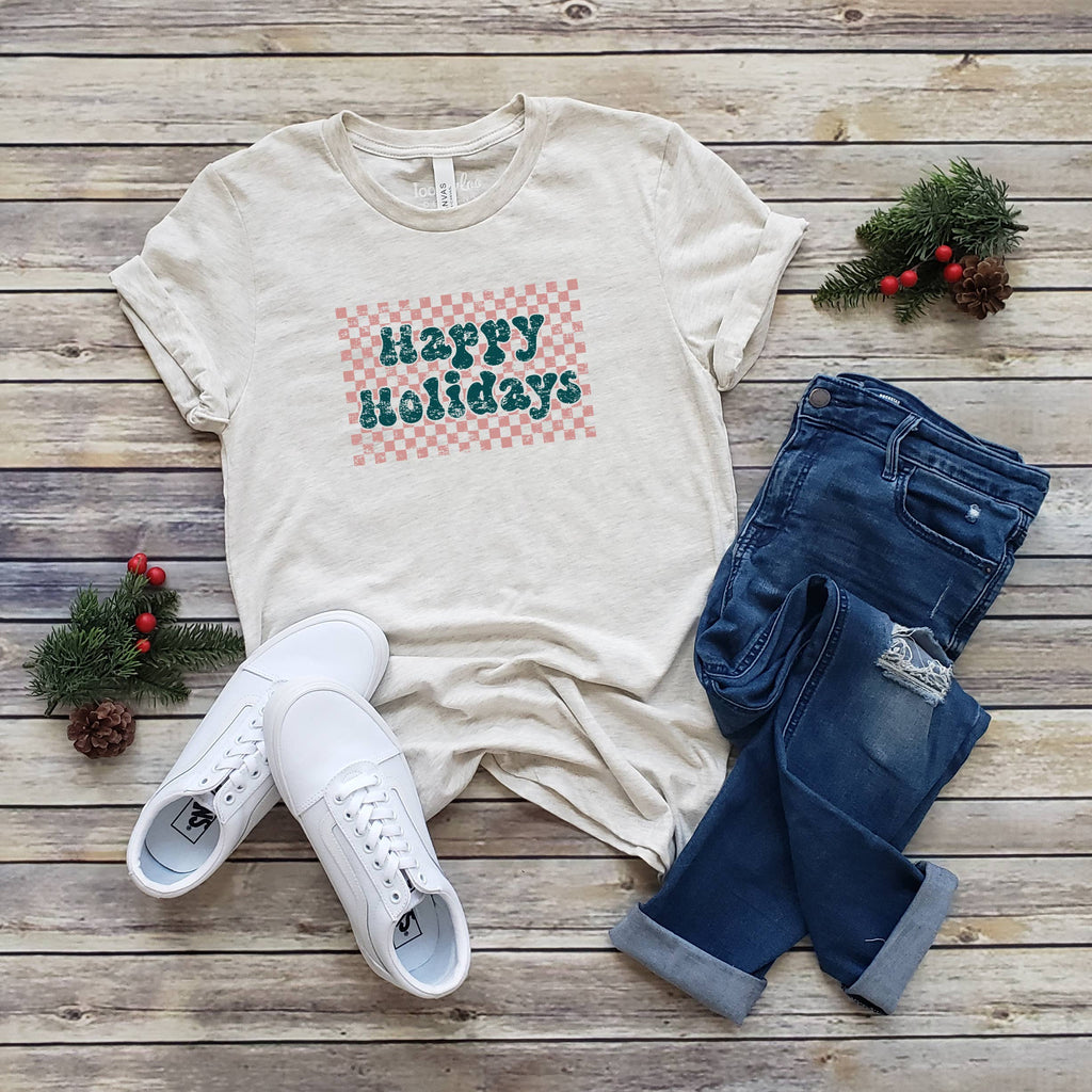 Happy Holidays Christmas Sizes XS-2XL - Adult & Kids T-Shirts, Sweatshirts & Hoodies apparel design preview 1