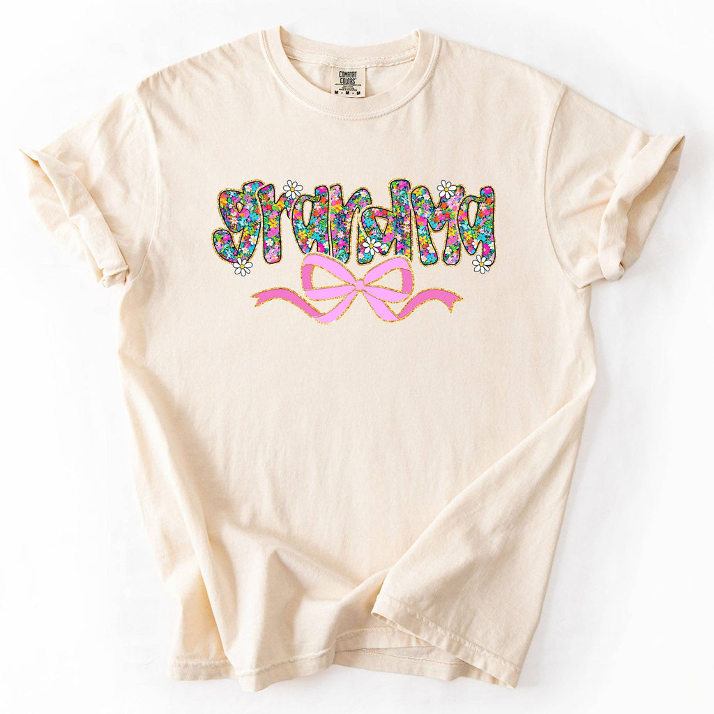 Grandma, Mother's Day, Ribbon, Bow Flowers Pastels - Adult & Kids T-Shirts, Sweatshirts & Hoodies apparel design preview 1