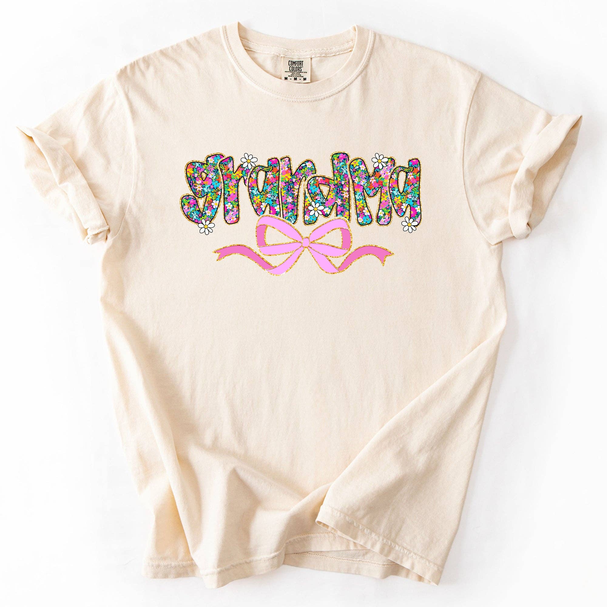 Grandma, Mother's Day, Ribbon, Bow Flowers Pastels - Adult & Kids T-Shirts, Sweatshirts & Hoodies apparel design preview 1