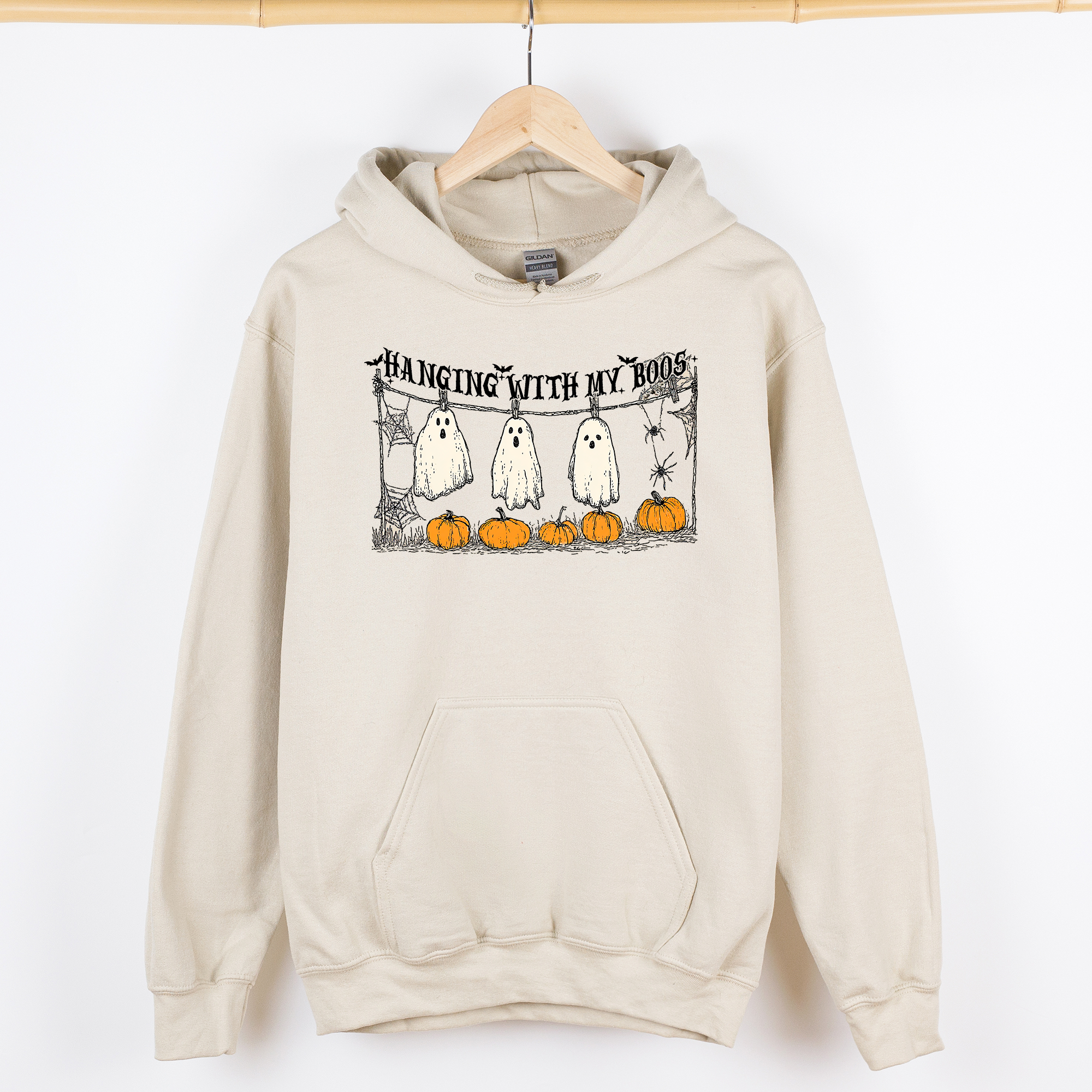 Hanging with My Boos, Ghosts, Halloween Pumpkins - Adult & Kids T-Shirts, Sweatshirts & Hoodies apparel design preview 1