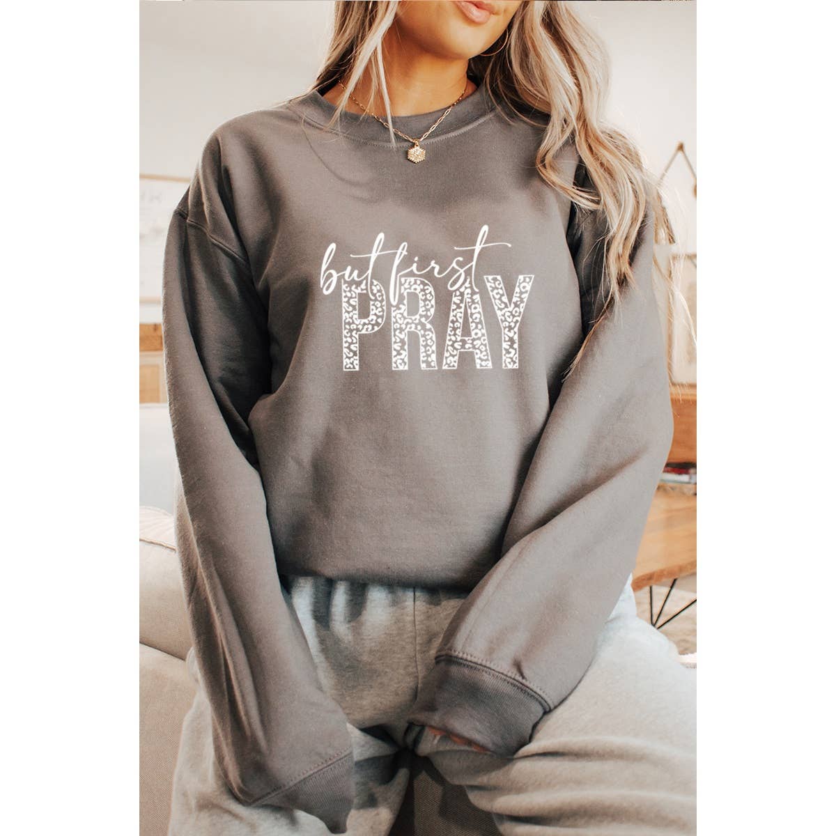 But First Pray Vintage Graphic - Adult & Kids T-Shirts, Sweatshirts & Hoodies apparel design preview 1