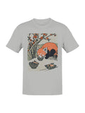 Red Panda with Bowls Under Blossoms Men's - Adult & Kids T-Shirts, Sweatshirts & Hoodies apparel design preview 1