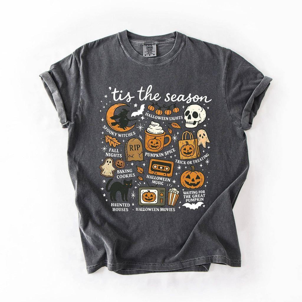 Tis the Season, Halloween Black Cat Ghost, Pumpkin - Adult & Kids T-Shirts, Sweatshirts & Hoodies apparel design preview 1