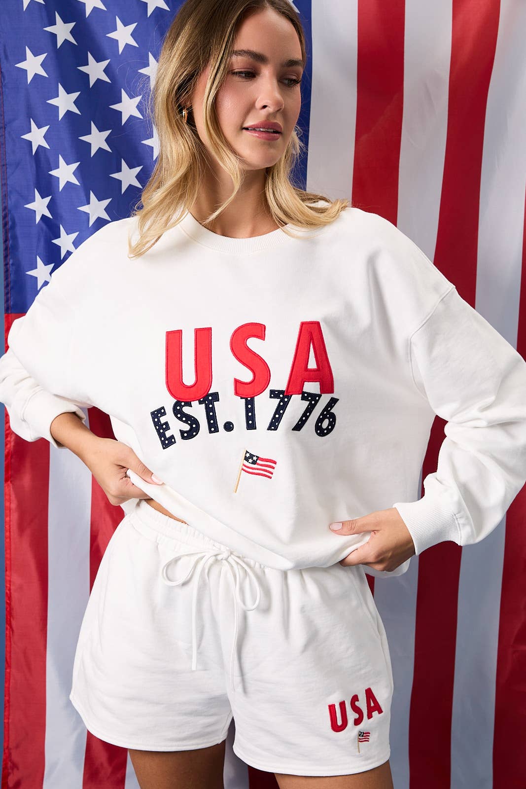 Round Neck USA Graphic Embo - Adult & Kids T-Shirts, Sweatshirts & Hoodies apparel design preview 1
