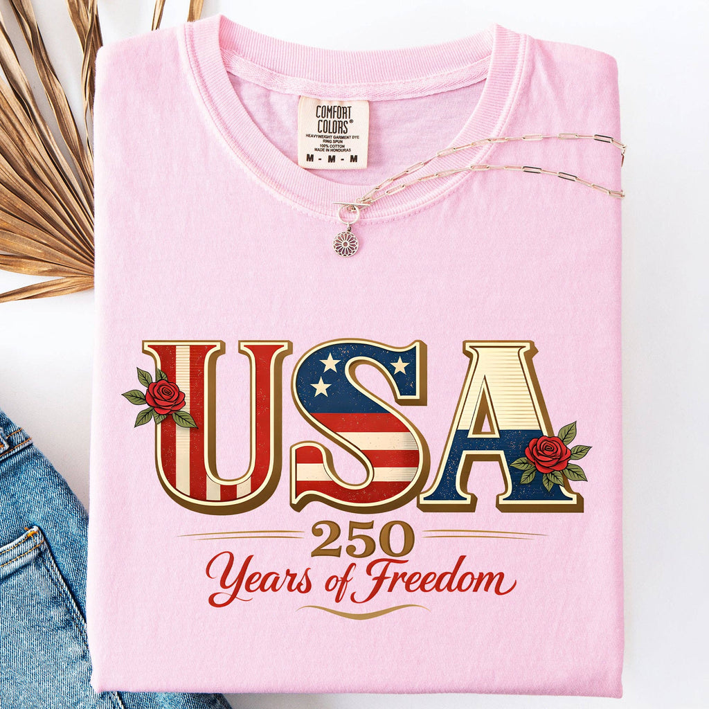 Retro USA, 250 Years of Freedom Comfort Colors - Adult & Kids T-Shirts, Sweatshirts & Hoodies apparel design preview 1