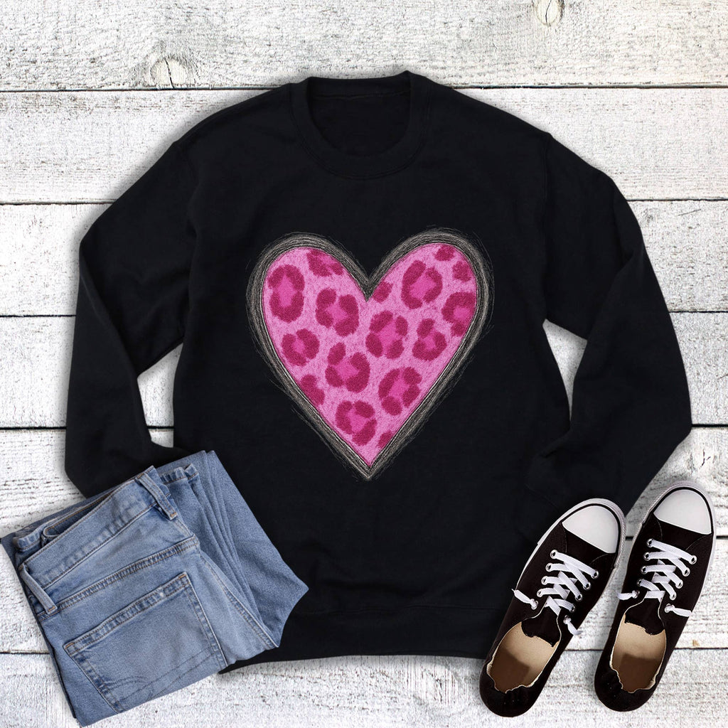 Valentine Pink Leopard Heart - Adult & Kids T-Shirts, Sweatshirts & Hoodies apparel design preview 1