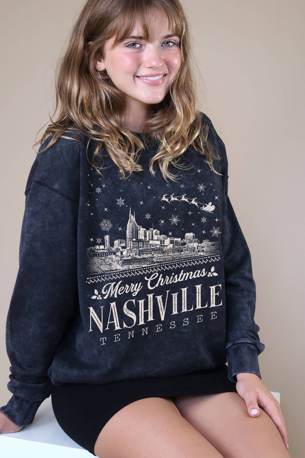 Nashville Christmas Graphic Mineral Brushed - Adult & Kids T-Shirts, Sweatshirts & Hoodies apparel design preview 1