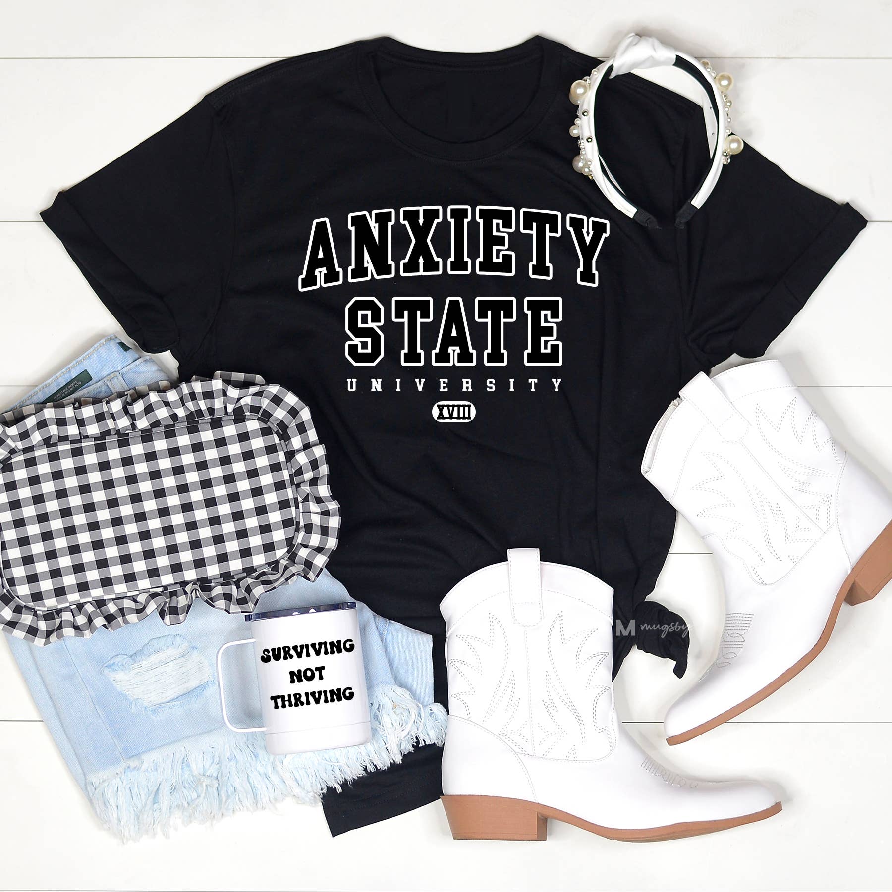 Anxiety State University Funny Graphic - Adult & Kids T-Shirts, Sweatshirts & Hoodies apparel design preview 1