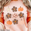 Fall Floral Pumpkins Graphic Bella Canvas - Adult & Kids T-Shirts, Sweatshirts & Hoodies apparel design preview 1