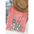 Skeleton Turquoise Peace Graphic Mineral Wash T - Adult & Kids T-Shirts, Sweatshirts & Hoodies apparel design preview 1