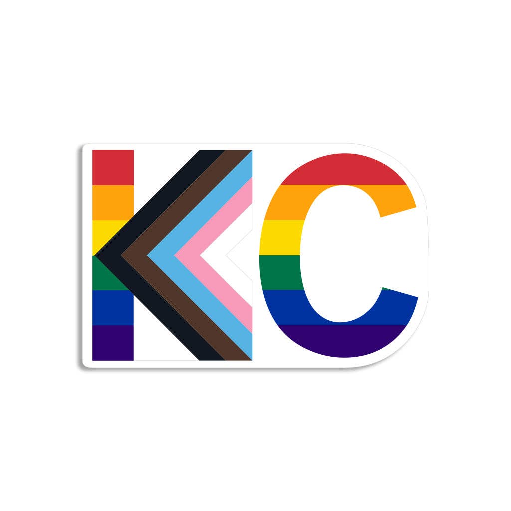 Kc Text Progress Pride Flag Die-Cut Sticker - Adult & Kids T-Shirts, Sweatshirts & Hoodies apparel design preview 1