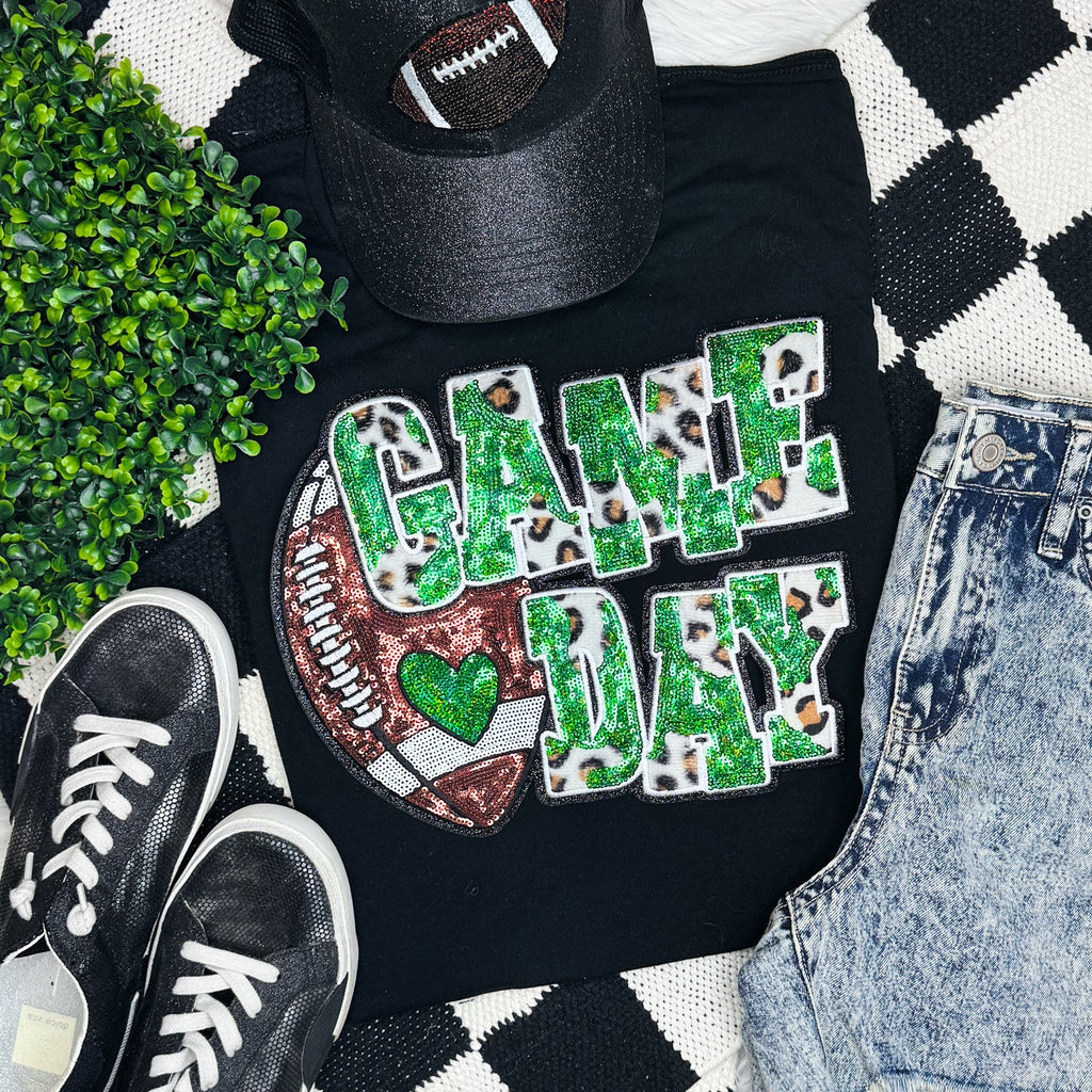 Green Football Leopard Sequin - Adult & Kids T-Shirts, Sweatshirts & Hoodies apparel design preview 1