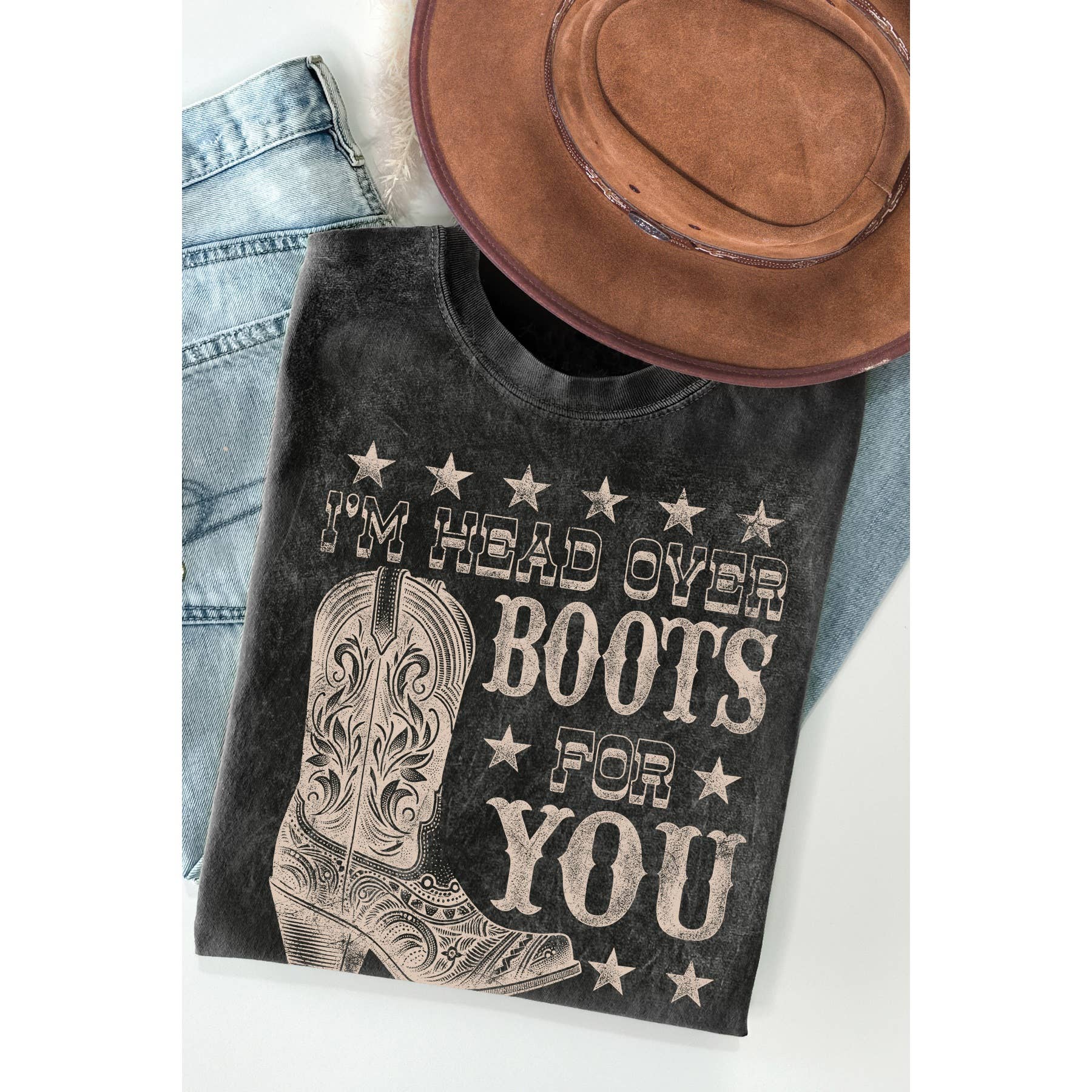 I Am Head Over Boots 4 You Mineral Washed - Adult & Kids T-Shirts, Sweatshirts & Hoodies apparel design preview 1