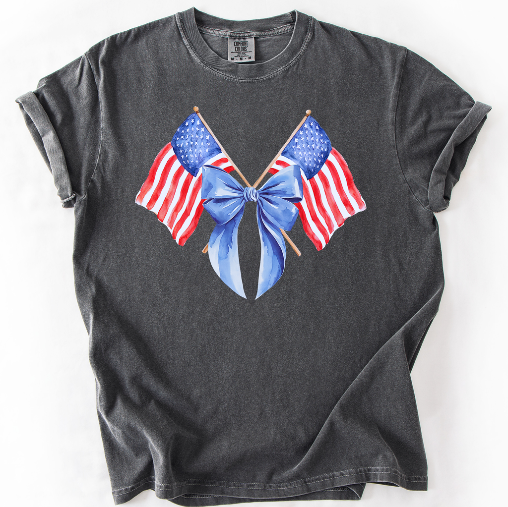 Patriotic Coquette Flags America, USA Fourth of July - Adult & Kids T-Shirts, Sweatshirts & Hoodies apparel design preview 1