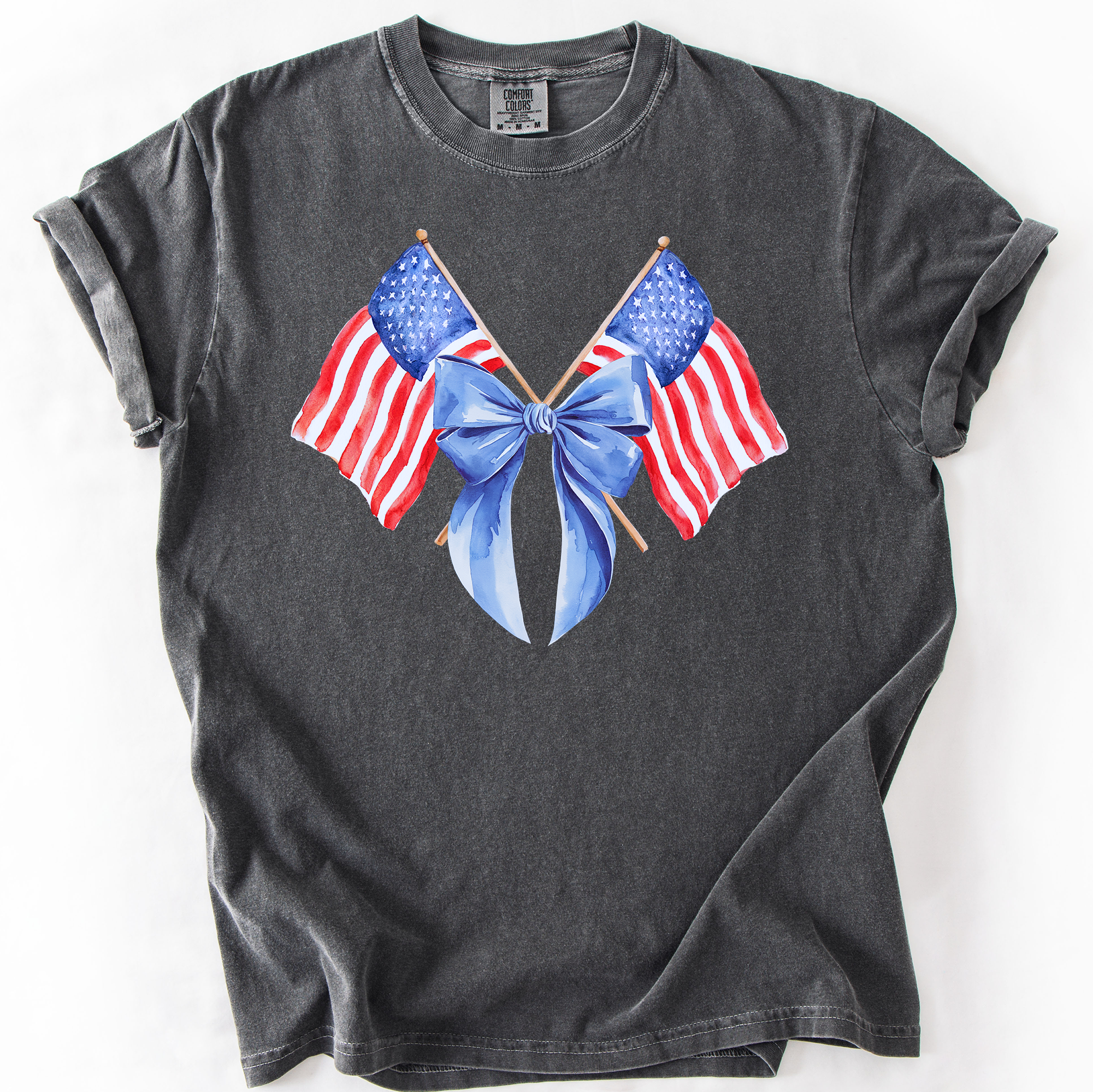 Patriotic Coquette Flags America, USA Fourth of July - Adult & Kids T-Shirts, Sweatshirts & Hoodies apparel design preview 1