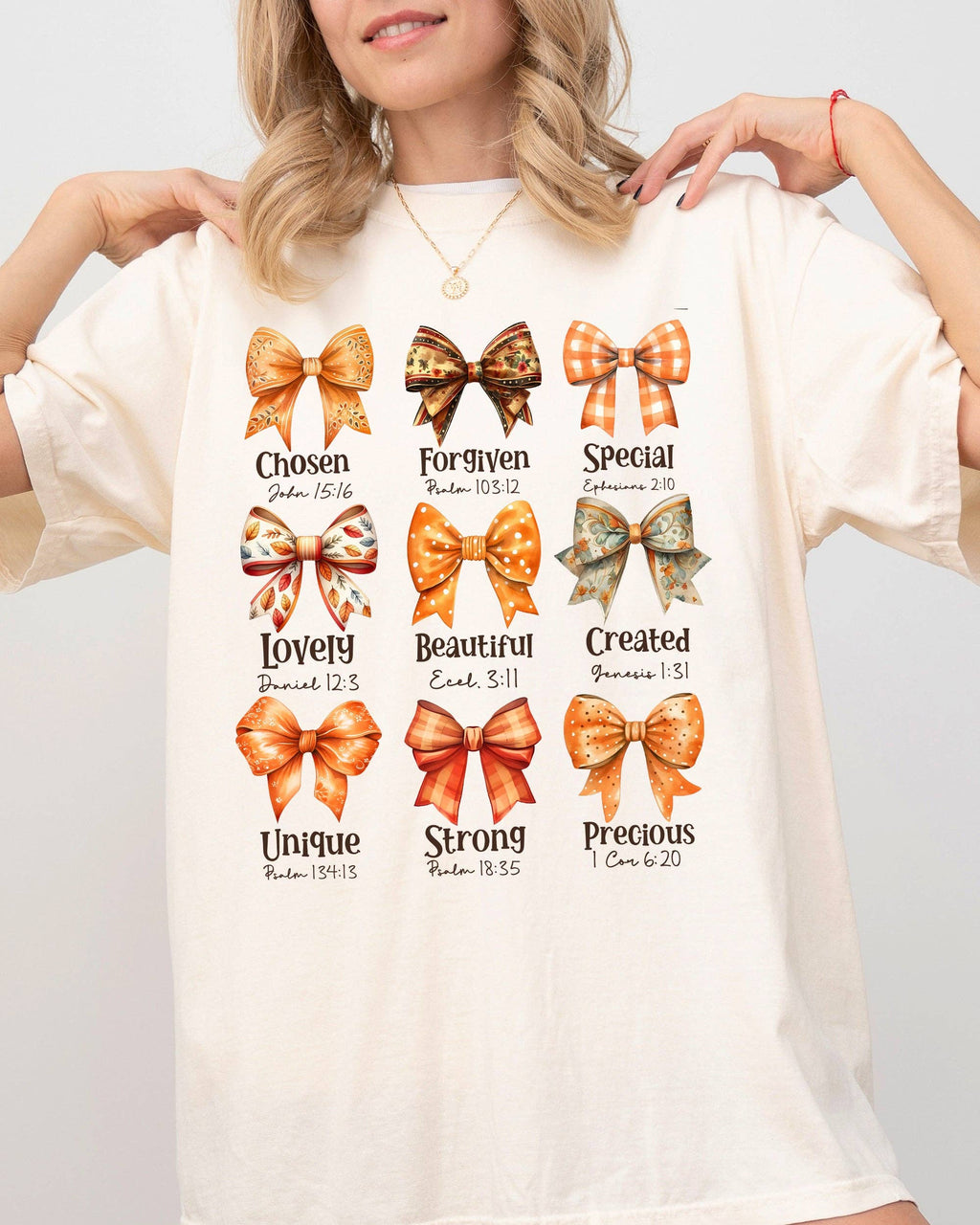 Bible Verse, Bow, Ribbon, Christian, Fall, Halloween - Adult & Kids T-Shirts, Sweatshirts & Hoodies apparel design preview 1