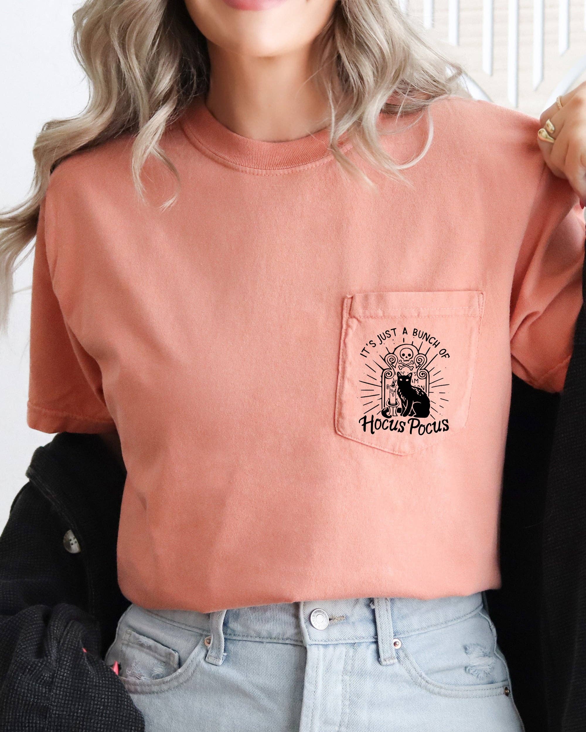 Hocus Pocus, Cat, Halloween Pocket - Adult & Kids T-Shirts, Sweatshirts & Hoodies apparel design preview 1