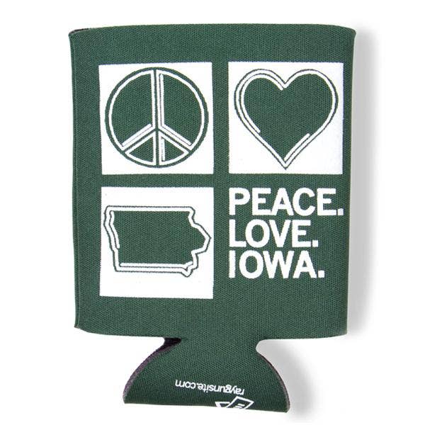 Peace Love Iowa Can Cooler - Adult & Kids T-Shirts, Sweatshirts & Hoodies apparel design preview 1