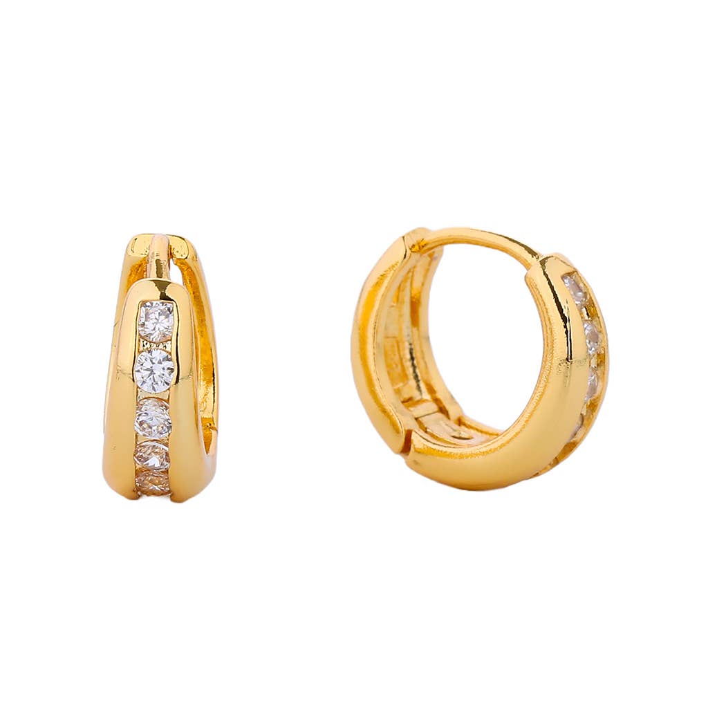 14K Gold-Dipped 1 Row Cz Huggie Earring - Adult & Kids T-Shirts, Sweatshirts & Hoodies apparel design preview 1
