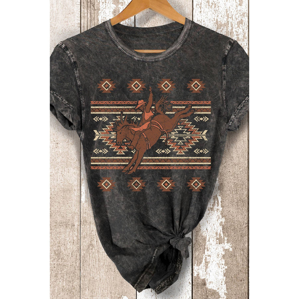 Cowgirl On Horse Mineral Wash - Adult & Kids T-Shirts, Sweatshirts & Hoodies apparel design preview 1