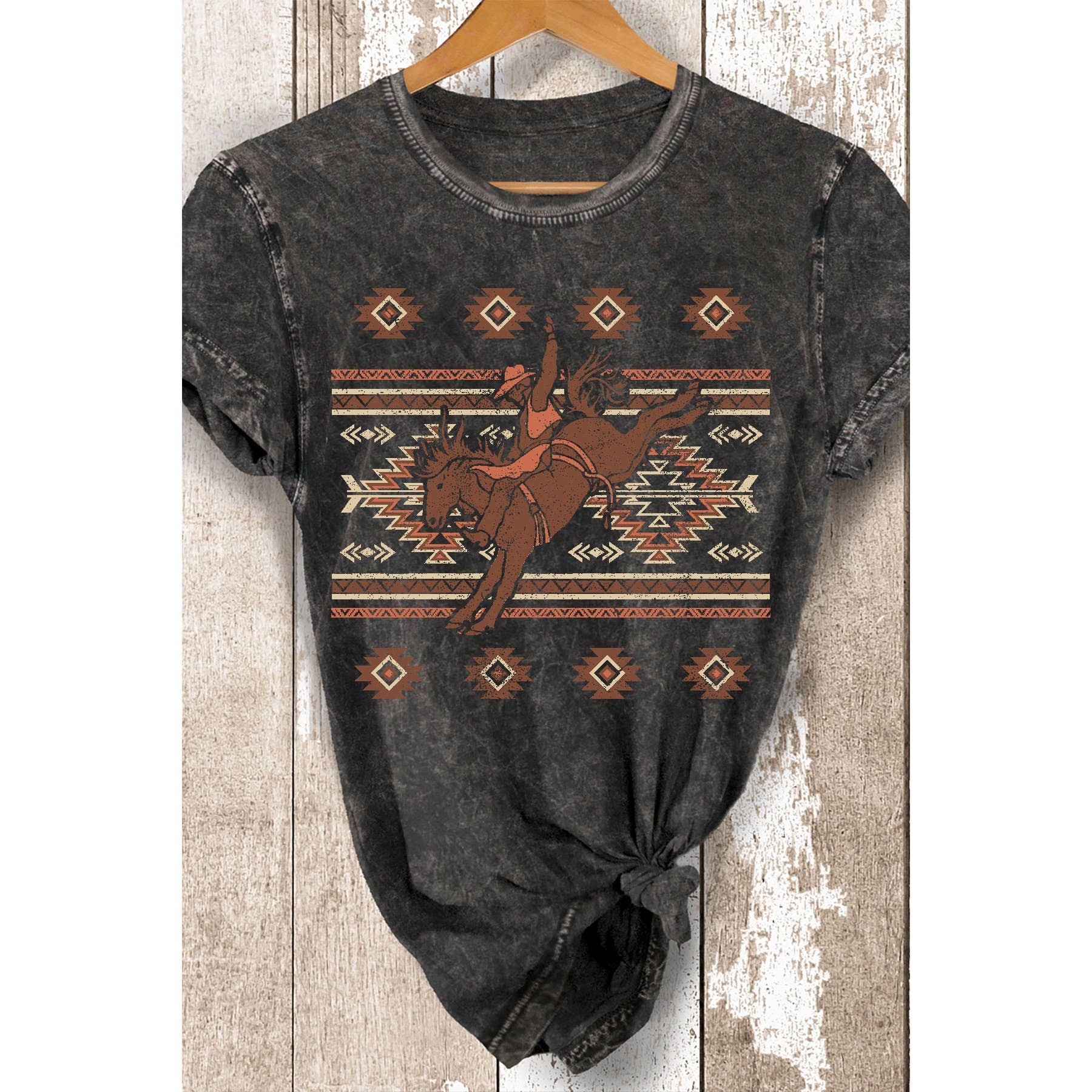 Cowgirl On Horse Mineral Wash - Adult & Kids T-Shirts, Sweatshirts & Hoodies apparel design preview 1